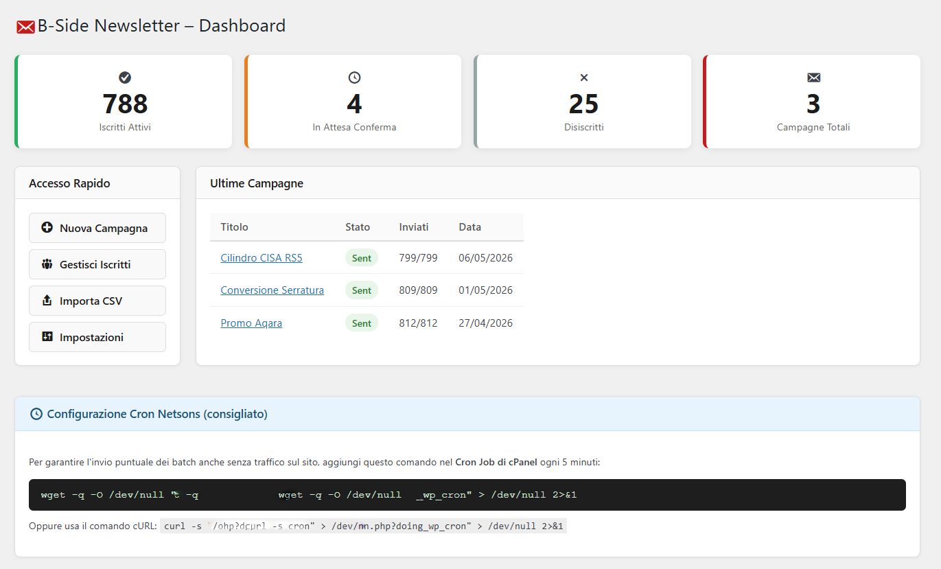 Gestore Newsletter per Wordpress e Woocommerce